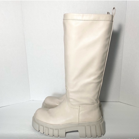 Zara lug boot ecru chunky boots combat cream color - Picture 6 of 8